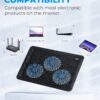 havit HV-F2056 15.6"-17" Laptop Cooler Cooling Pad - Slim Portable USB Powered (3 Fans), Black/Blue