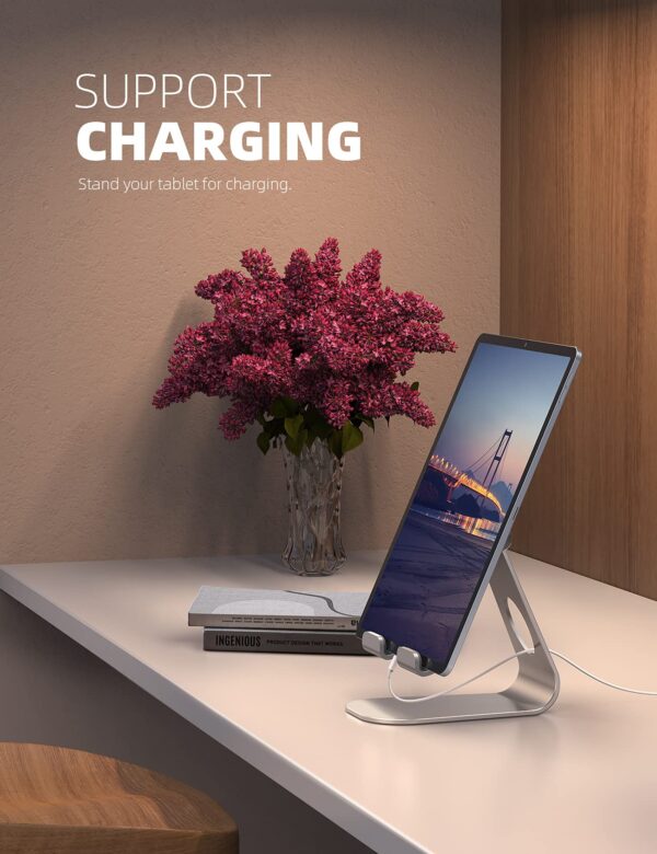 Lamicall Tablet Stand, Adjustable Tablet Holder - Desktop Stand Dock Holder for 4-13" Tablets, iPad Pro 11, 9.7, 10.5, 12.9 Air Mini, Kindle, Tab, iPhone 17 Pro Max, Switch, Office Desk Accessories