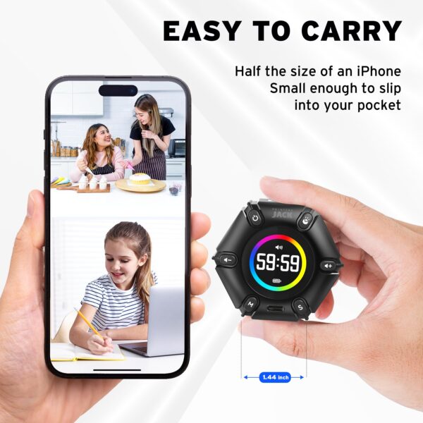 Jack Pomodoro Timer - Productivity Cube, Visual Focus Timer, Mute & Vibration & Adjustable Sound Alert, for Office, ADHD, Study, Work, 3/5/10/25/30/60min & Custom Countdown - Black