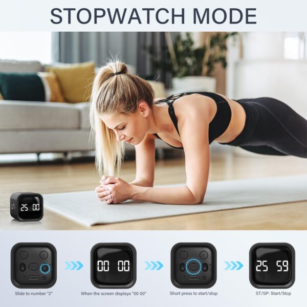 71Jnq+YdJ5L Rotating Pomodoro Timer 5, 25, 10 50 Minutes Preset, Desk Productivity Flip Timer, ADHD Tool Cube Countdown Stopwatch, Vibration/High/Low Volume/Custom Modes, for Work, Study, Back to School, Kitchen