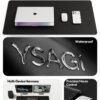 YSAGi Leather Office Desk Pad Protector, Large Mouse Pad, Non-Slip, PU Leather, Laptop Desk Blotter, Waterproof Writing Pad for Office and Home, Black, 23.6" x 13.8"