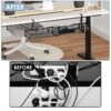 71OILWMgr5L Mzmaxy Cable Management, 25'' Cable Management Under Desk No Drill, Metal Cord Organizer with Clamp for Standing Desk, Cable Organizer for Home Office, Black