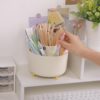 71Oy3wc25BL SKYDUE 360 Rotating Plastic Desk Pen Organizer with 5 Slots, Dual-Purpose Art Supply Pencil Cup for Office, School, Home