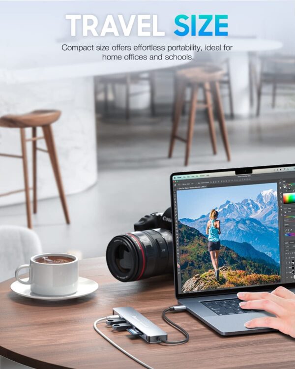 71PSC6ywBOL Hiearcool USB C Hub for MacBook – 7-in-1 USBC Adapter with 4K HDMI, 100W PD, USB 3.0 5Gbps Ports, SD/TF Card Reader – USB-C Dongle for Office, Meetings, Travel & Home Setup-Space Grey