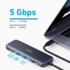 71QF7J1nIcL Anker USB C Hub, 5-in-1 USBC to HDMI Splitter with 4K Display, 1 x Powered USB-C 5Gbps & 2×Powered USB-A 3.0 5Gbps Data Ports for MacBook Pro, MacBook Air, Dell and More