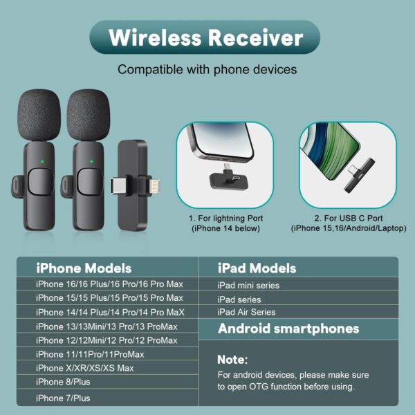 71SZ9Dx02mL MAYBESTA Wireless Mini Microphone for iPhone, Android Phone - Lavalier Lapel Mic for Audio Video Recording - Clip on Content Creator Microphones for YouTube Tiktok Podcast Vlogging
