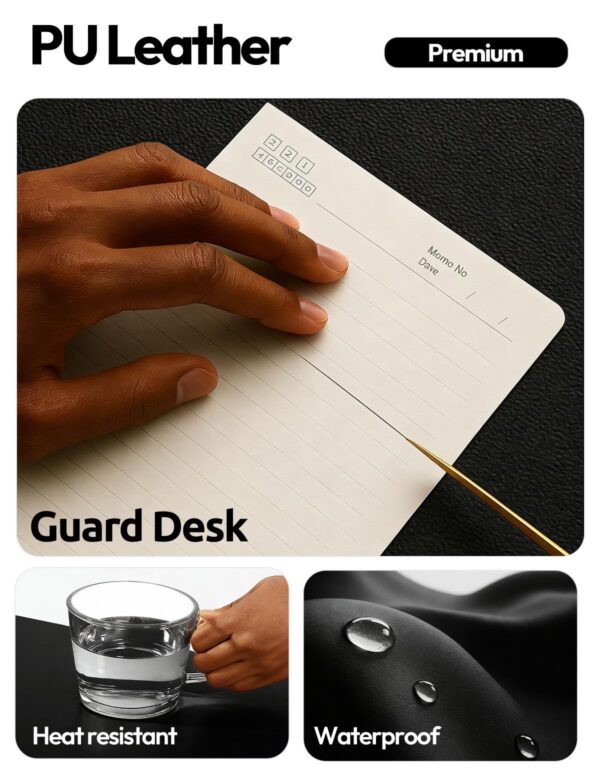 YSAGi Leather Office Desk Pad Protector, Large Mouse Pad, Non-Slip, PU Leather, Laptop Desk Blotter, Waterproof Writing Pad for Office and Home, Black, 23.6" x 13.8"