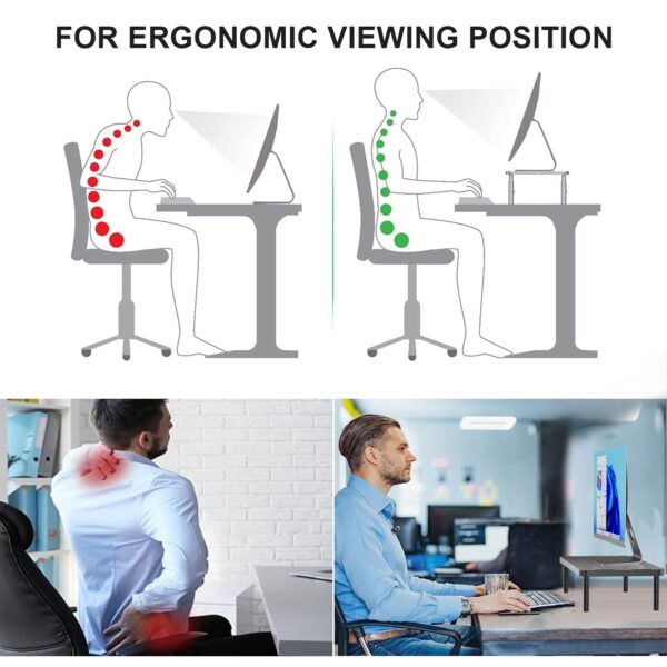 71Wkd-Dvp0L WALI Computer Monitor Stand for Desk, Adjustable Laptop Riser, Desk Monitor Stand Underneath Storage for Office, School Supplies (PTT001-B), 1 Pack, Black