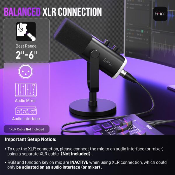 71Xgi7r8PbL FIFINE USB/XLR Dynamic Microphone for Podcast Recording, PC Computer Gaming Streaming Mic with RGB Light, Mute Button, Headphones Jack, Desktop Stand, Vocal Mic for Singing YouTube-AmpliGame AM8