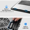 Kootek Laptop Cooling Pad, Laptop Cooler with 5 Quiet Fans for 12"-17" Computer PC Notebook Gaming Laptop Fan, Height Adjustable Laptop Cooling Stand Laptop Accessories, Blue