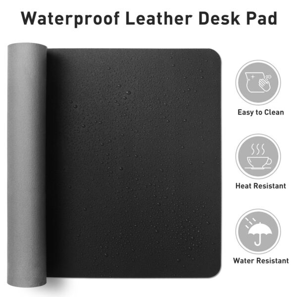 71YJd5YVgHL Aothia Leather Office Desk Pad Protector, Non-Slip PU Leather Desk Blotter, Waterproof Laptop Writing Mouse Pad for Office and Home, Black, 31.5" x 15.7"