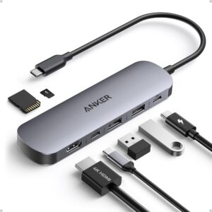 Anker USB C Hub, 7in1 Multi-Port USB Adapter for Laptop/Mac, 4K@60Hz USB C to HDMI Splitter, 85W Max PD, 2 USB 3.0 & 1 USBC Data Ports, SD/TF Card Reader, for Type C Devices (Charger Not Included)