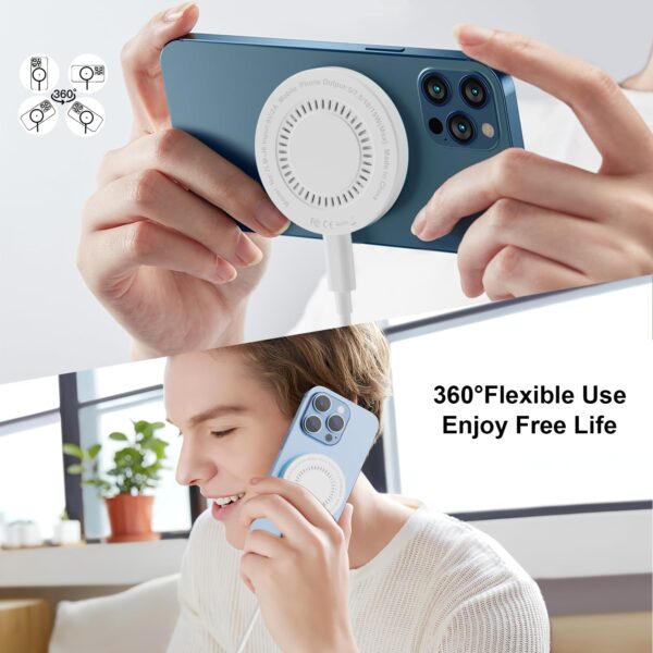 MagSafe Charger 2 Pack 15W Magnetic Wireless Charger Fast Charging Pad Compatible with iPhone 17/16/15/14/13/12 Series & AirPods 4/3/2/Pro Magnetic MagSafe Charging Pad with Dual Ports