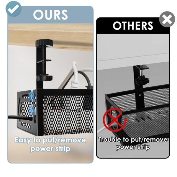 71exr2U2kBL Mzmaxy Cable Management, 25'' Cable Management Under Desk No Drill, Metal Cord Organizer with Clamp for Standing Desk, Cable Organizer for Home Office, Black