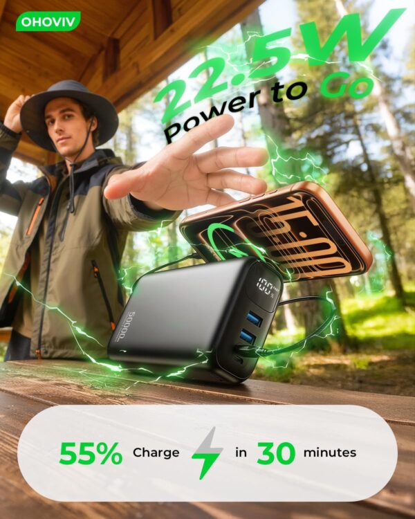 71f7mWCBOhL OHOVIV Portable Charger 50000mAh Power Bank - 22.5W Fast Charging External Battery Pack,USB-C Portable Phone Charger for iPhone 17/16/15/14/13 Pro Android Samsung, for Travel Camping Essential
