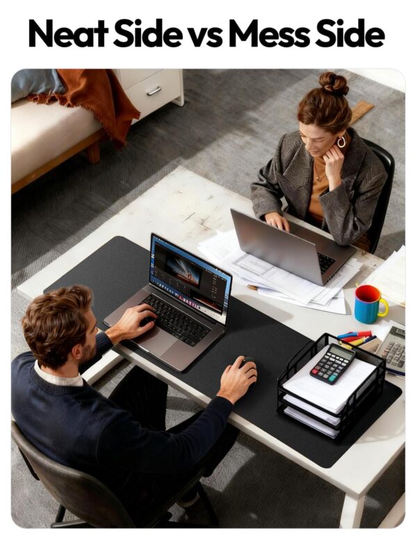 YSAGi Leather Office Desk Pad Protector, Large Mouse Pad, Non-Slip, PU Leather, Laptop Desk Blotter, Waterproof Writing Pad for Office and Home, Black, 23.6" x 13.8"