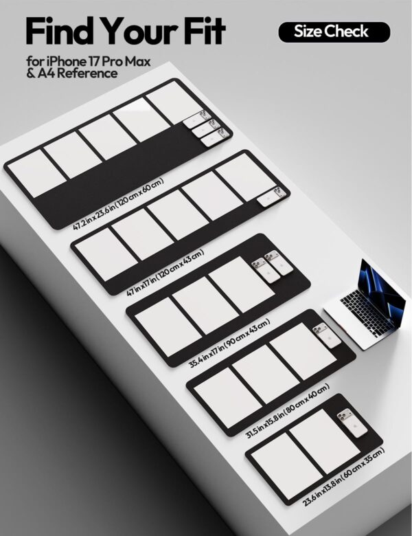 YSAGi Leather Office Desk Pad Protector, Large Mouse Pad, Non-Slip, PU Leather, Laptop Desk Blotter, Waterproof Writing Pad for Office and Home, Black, 23.6" x 13.8"