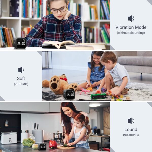 71oXfaEE0KL Rotating Pomodoro Timer 5, 25, 10 50 Minutes Preset, Desk Productivity Flip Timer, ADHD Tool Cube Countdown Stopwatch, Vibration/High/Low Volume/Custom Modes, for Work, Study, Back to School, Kitchen