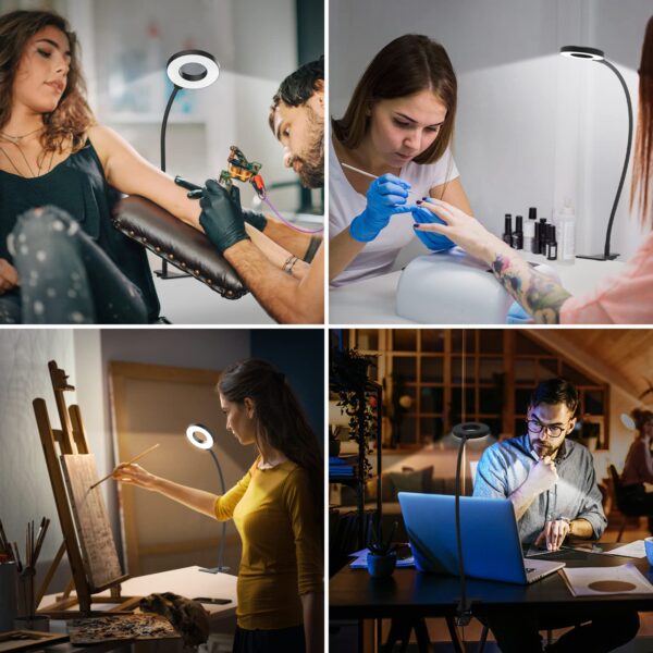 iZELL Desk Lamp, [3 Color Modes & 10 Brightness] LED Reading Light with Clamp, Silicone Flexible Arm Book Light for Kids Reading Book in Bed at Night Clip on Table, Headboard, Dorm - 15.8‘’ Black