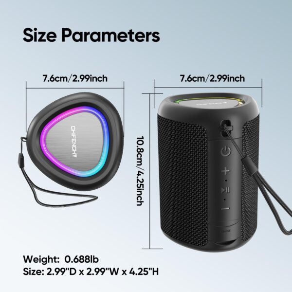 Portable Bluetooth Speaker Beach Vacation Essentials: Powerful Crystal Clear Sound/Dynamic Light/IPX5 Waterproof/All Day Playtime/BT 5.3/TWS Paring, Small Wireless Speaker for Outdoor|Travel|Camping