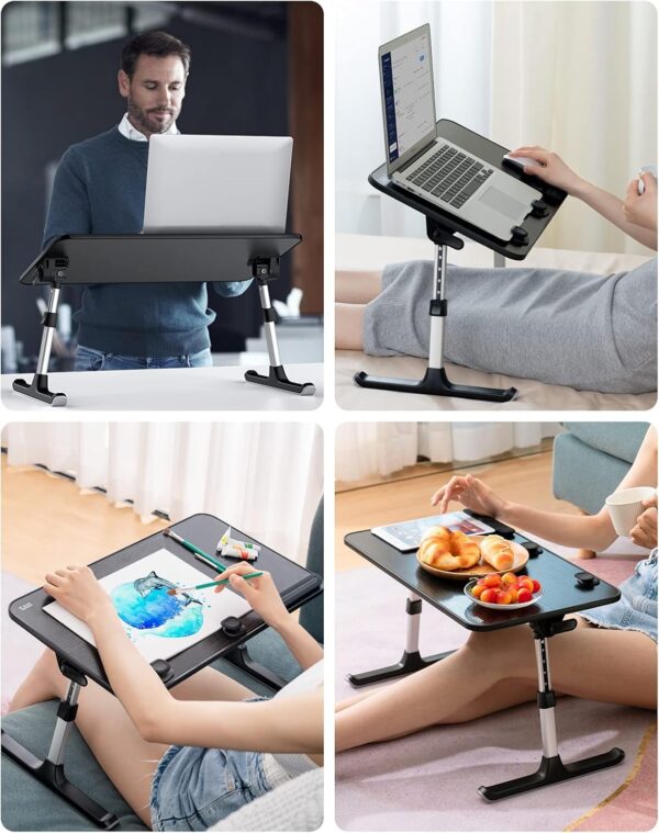 71rdBB1mGWL SAIJI Height & Angle Adjustable Laptop Stand for Bed, Lap Desk Bed Tray Table, Light Weight Foldable Portable Laptop Table for Couch Sofa Chair Floor Desk for Adults, Kids (52*30cm Black)