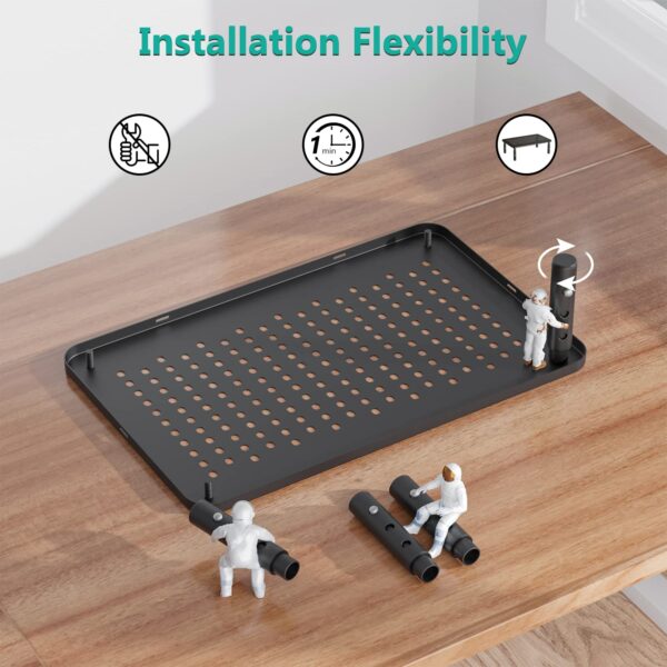 71tKmw9qO+L WALI Computer Monitor Stand for Desk, Adjustable Laptop Riser, Desk Monitor Stand Underneath Storage for Office, Home, School Supplies (STT003), 1 Pack, Black