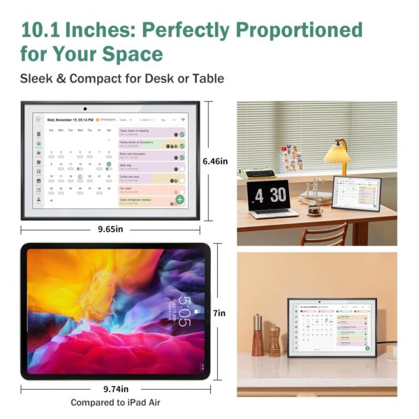 RROSKY WiFi Digital Calendar Smart Family Planner,Chore Charts, Achievement Rewards, AI Meal Planning, Smart Touchscreen Interactive Display for Schedules and Cloud Photo Desk Bases, Gifts for Women Men, Gifts for Mom Dad, 10.1'' Black