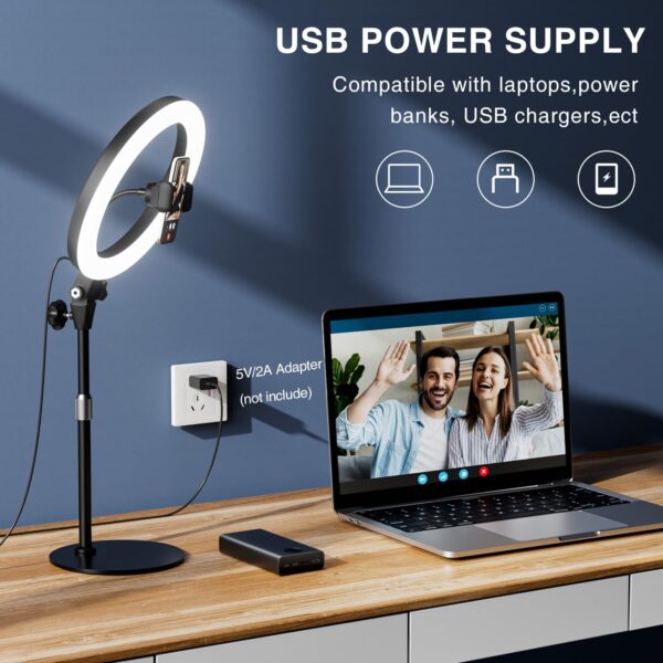 Desk Ring Light with Stand - 10.5'' Desktop Ring Light with Phone Holder for Video Recording, Circle Light for Computer Zoom Meeting Video Conference Lighting Video Calls Podcast Streaming
