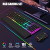 71zOALkqhiL RedThunder K10 Wired Gaming Keyboard and Mouse and Wrist Rest Combo, RGB Backlit, Mechanical Feel Anti-ghosting Keyboard + 7D 7200 DPI Mice+Soft Leather Wrist Rest 3 in 1 PC Gamer Accessories(Black)