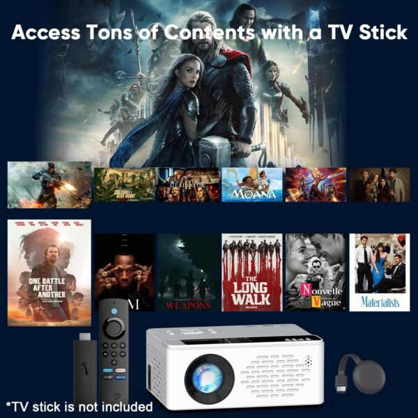 8122cdMkeWL TMY 1080P Full HD Portable Mini Projector, Upgraded Bluetooth Movie Projector with Screen, Compatible with TV Stick Smartphone/HDMI/USB, Indoor & Outdoor Use