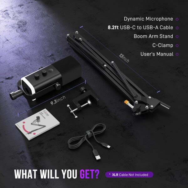 813H1wPaP7L FIFINE XLR/USB Gaming Microphone Set, Dynamic PC Mic for Streaming Podcasting, Computer RGB Mic Kit with Boom Arm Stand, Mute Button, Headphones Jack, for Recording Vocal Voice-Over-AmpliGame AM8T