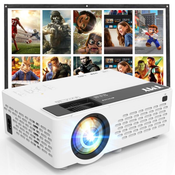 819JoBGrPEL TMY 1080P Full HD Portable Mini Projector, Upgraded Bluetooth Movie Projector with Screen, Compatible with TV Stick Smartphone/HDMI/USB, Indoor & Outdoor Use