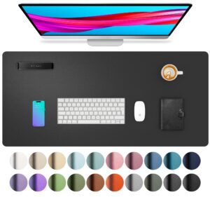 Aothia Leather Office Desk Pad Protector, Non-Slip PU Leather Desk Blotter, Waterproof Laptop Writing Mouse Pad for Office and Home, Black, 31.5" x 15.7"
