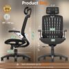 81BDU0ZHx6L GABRYLLY Ergonomic Office Chair, High Back Home Desk Chair with Headrest, Flip-Up Arms, 90-120° Tilt Lock and Wide Cushion, Big and Tall Mesh Chairs for Man Woman, Black Task Chair