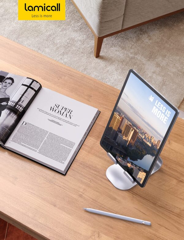 Lamicall Tablet Stand, Adjustable Tablet Holder - Desktop Stand Dock Holder for 4-13" Tablets, iPad Pro 11, 9.7, 10.5, 12.9 Air Mini, Kindle, Tab, iPhone 17 Pro Max, Switch, Office Desk Accessories