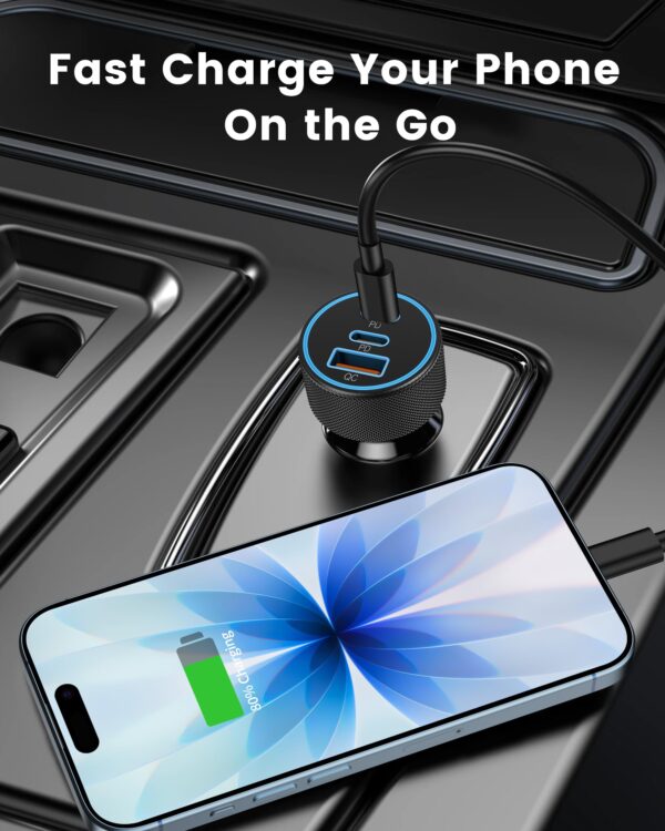 81WooIKdKcL 67W 3-Port Super Fast Type C Car Charger USB C for Samsung Galaxy S26 S25 S24 S23 S22 Ultra, iPhone 17/Air/16/15 Pro Max, Android, PD/QC Car Phone Adapter Accessories for Men Women + 3FT USB-C Cable