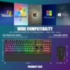 81Z-cXsGFkL RedThunder K10 Wired Gaming Keyboard and Mouse and Wrist Rest Combo, RGB Backlit, Mechanical Feel Anti-ghosting Keyboard + 7D 7200 DPI Mice+Soft Leather Wrist Rest 3 in 1 PC Gamer Accessories(Black)