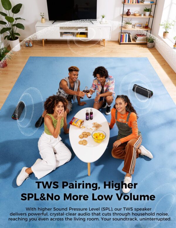 BolaButty Bluetooth Speaker with HD Sound, Portable Wireless, IPX5 Waterproof, Up to 20H Playtime, TWS Pairing, BT5.3, for Home/Party/Outdoor/Beach, Electronic Gadgets, Birthday Gift (Black)