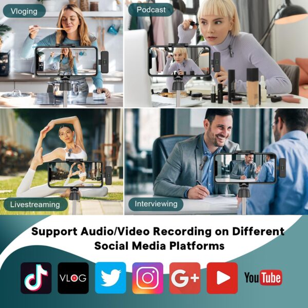 81qmgOj8ZbL MAYBESTA Wireless Mini Microphone for iPhone, Android Phone - Lavalier Lapel Mic for Audio Video Recording - Clip on Content Creator Microphones for YouTube Tiktok Podcast Vlogging