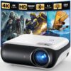 HAPPRUN Native 1080P Bluetooth Mini Projector, Full HD Portable Outdoor Movie Projector with Built-in Speaker, Compatible with Smartphone, HDMI, USB, AV, Fire Stick, PS5 for Home, Bedroom, Outdoor Use