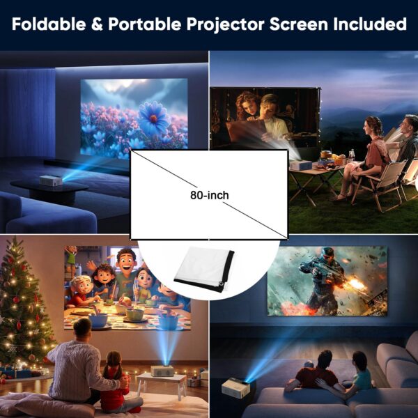 81ru3hlSZWL TMY 1080P Full HD Portable Mini Projector, Upgraded Bluetooth Movie Projector with Screen, Compatible with TV Stick Smartphone/HDMI/USB, Indoor & Outdoor Use