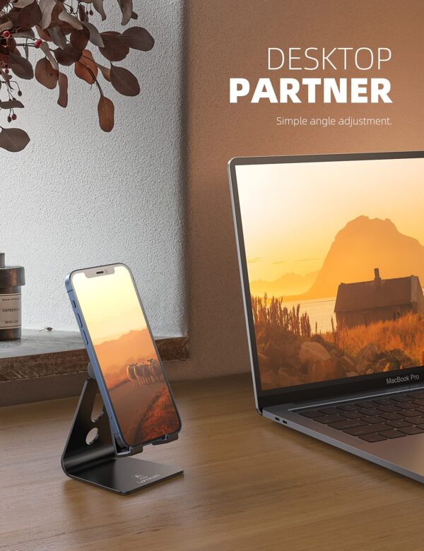 Lamicall Adjustable Cell Phone Stand, Desk Phone Holder, Cradle, Dock, Compatible with iPhone 17 16 15 14 Air Plus Pro Pro Max 13 12 X XS, 4-8" Phones, Office Accessories Gifts, All Smartphone, Black